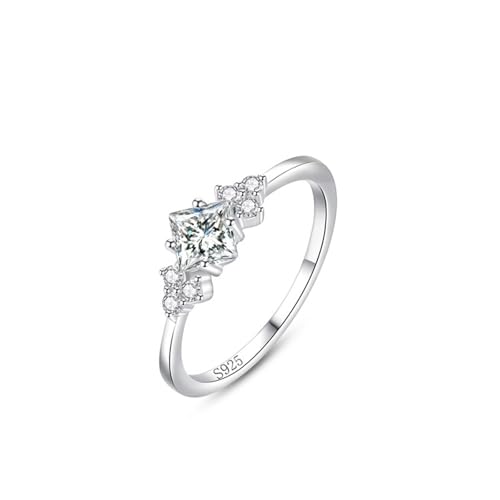 Bague Argent 925 femme sertie d'une zircone carrée et de fleurs