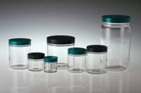 Bottle, Straight Sided Round, Clear, 500mL/16oz, 8 9-400 Thread Size, PTFE Lined Green Cap, CS