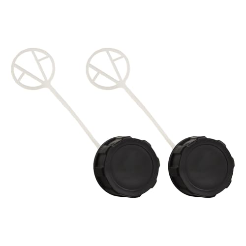 Tapa de depósito de combustible para cortasetos y desbrozadora, paquete de 2 tapas de plástico negro para motores de jardín de gasolina de 43 cc/49 cc/52 cc/55 cc, 45 mm de diámetro exterior