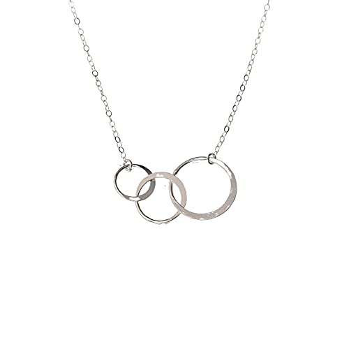 Three Circle Pendant .925 Jewelry - Sterling Silver Necklace 16 Inch - Grandma Gifts From Grandchildren #TOP6