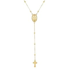 Gold-Rosary Bead Cross Y Necklace