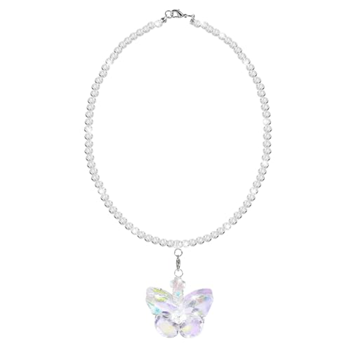 Amabro Crystal Glass Butterfly Car Mirror Decor Hanging, Automotive Rear View Mirror Hanging Prisms for women Interior Crystal Ornament Pendant for All Cars\' Rearview Mirror Accessories