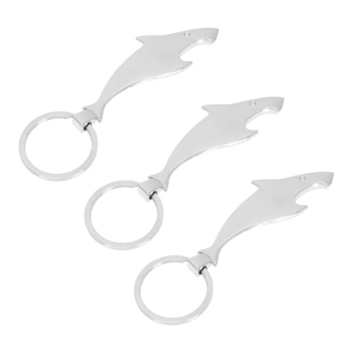 Zerodeko 3個 属製携帯用サメ形状栓抜きキーホルダー アウトドア用ポータブルボトルオープナー キーチェーン付き実用的デザイン