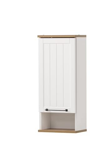 Schildmeyer Hängeschrank Jelda 154139, matt weiß/Eiche Landhaus Dekor, 30,3 x 20,5 x 70,8 cm