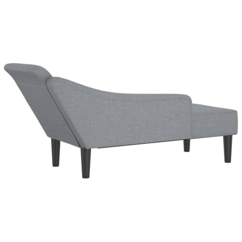 Vidaxl Chaise Longue Con Cuscini Grigio Chiaro In Tessuto, Divano Letto, Divano Imbottito, Seduta Da Soggiorno, Dormeuse, Seduta Da Salotto - 7