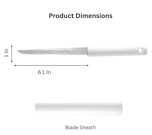 Image of Wizbiz Premium Japanese-Style Utility Knife | Damascus Pattern Blade with Black Sheath | Slim Fixed Blade Kitchen EDC Use | Sleek Handle Design