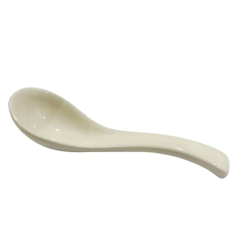 Soulnioi Ceramic Soup Spoon, Cream Style Dessert Spoon, Rice Spoon Serving Spoon Cereal Spoon for Kitchen Restaurant - Yellow