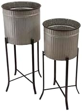 Creative Co-Op Set of 2 Iron Planters on Stands