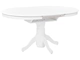 Beliani Esstisch weiß oval ausziehbar 106/150x106 cm Holzbeine Mittelfuß Skandi Akron