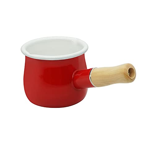 YumCute Home Enamel Milk Pot, Small Enamel Saucepan Milk Pot Butter