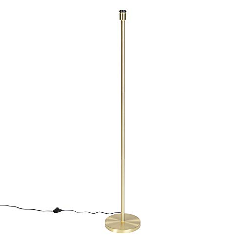 QAZQA Modern classic brass floor lamp without lampshade - SIMPLE Elongated Steel Suitable for LED Max. 1 x 60 Watt