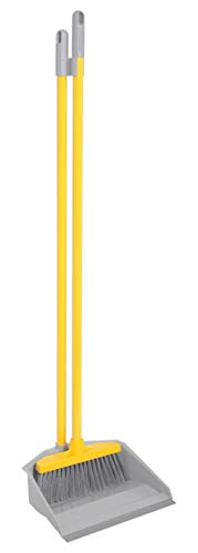 TIVIT Regina Upright Sweep Set - Broom and Upright Standing Dustpan Set with Metal Handles for Indoor or Outdoor, Easy Storage for Home, Lobby, Office, Kitchen, Bathroom, Scratch-Free & Light, 33 in