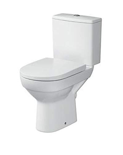 Keramik Stand- WC Toilette Komplett -Design- Set mit Spülkasten WC- Sitz aus Duroplast mit Absenkautomatik SoftClose-Funktion für waagerechten Abgang Wasseranschluss Spülrandlos City – Bild 5