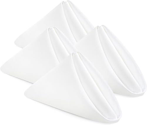 Image of Kitchen Napkin 100% Cotton Pack of 50 (15 X 15 Inches) Dinner Napkins with Hemmed Edges,Cloth Napkins for Wedding,Parties,Hotels-Snowy White