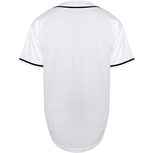 Mesospero Plain Button Down Blank Baseball Jersey Short Sleeve Hipster Hip Hop T Shirts (Xxx-Large, White) #TOP3