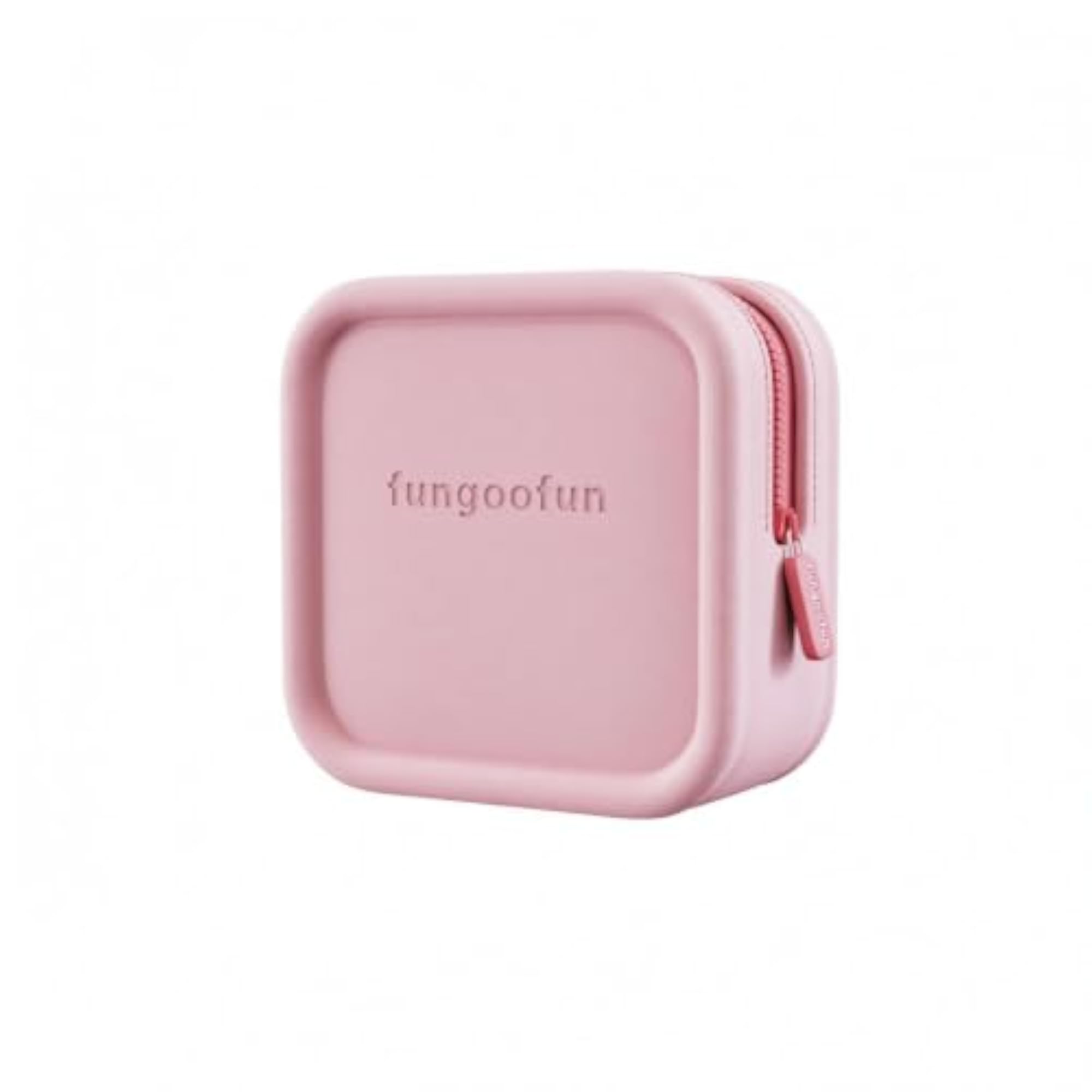 Compact Square Makeup Bag Soft-Edged Cube Makeup Pouch, Pink