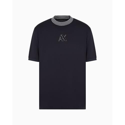 Armani Exchange Men's Ax Logo with Triple Tipped Neckline Regular Fit Mercerized Cotton Tee3