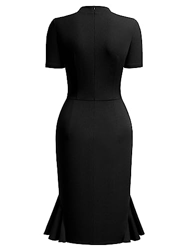AISIZE Women's 1950s Vintage Tie Neck Cocktail Bodycon Pencil Dress3