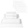 Mellanni 4PC Bed Sheet Set + 4 Pillowcases Bundle&Save - Iconic Collection Bedding - Bundle Includes: 1 Flat Sheets, 1 Fitted Sheet and 6 Pillow Cases (Queen, White)