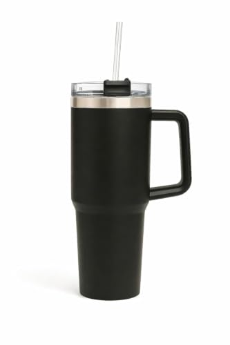 Image of 1200ml Insulated Stainless Steel Tumbler with Straw & Lid | Leakproof Double Wall Vacuum Travel Mug | Keeps Drinks Hot & Cold for Hours | Large Thermal Coffee Cup for Office & Travel