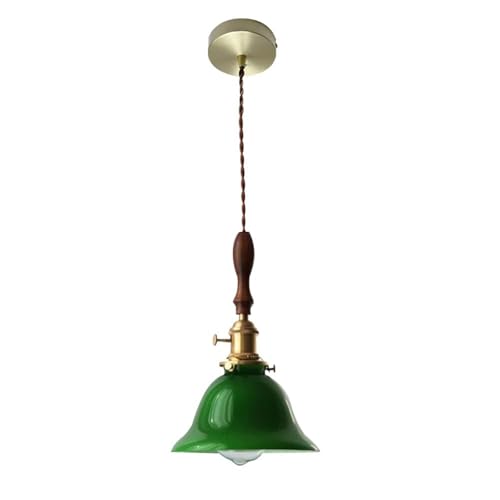 Lámpara Colgante de Cristal Verde con diseño de Flores Estilo nórdico Vintage, lámpara de Techo rústica para Cocina, Dormitorio y Comedor.