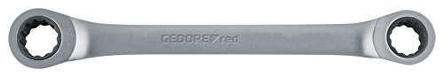 GEDORE Red Double Ring Ratchet Wrench Straight Shape, Metric Spanner Size 10 x 11 mm