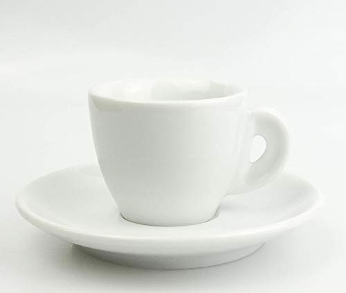 Moka Consorten Extra dickwandige (8,5 mm) italienische Espressotasse | »Bari« | Füllmenge (bis zur Oberkante): 50 ml | weiß | handgemacht | 6 Tassen & 6 Untertassen | Made in Italy Cover