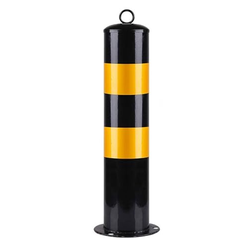 Générique Borne de signalisation routière en Acier de 50 cm avec Bande réfléchissante - Barrière de Parking Noire Robuste pour la Gestion du trafic et la sécurité - Usage extérieur Durable (1 pièce)