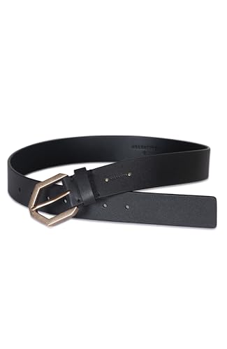 womens 1.5 Inch Belt, Flat Leather Strap, Hexagon Shaped Buckle With Adjustable Sizing4