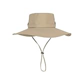 Sbomi Sonnenhut Herren UV Schutz Safari Hut Sommer - Faltbar Outdoor Safari Hut - Fischerhut Buschhut mit Kinnband - Wasserdicht Wanderhut (Khaki)