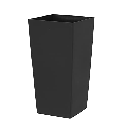 simpa 27L Large Square Milano Grande Planter Pot - BLACK Single Pot - 51cm (H) x 26.5cm (W) x 26.5cm (D)