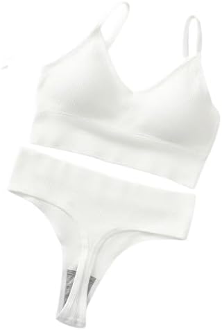 YC-GREHUNAverage Size Beauty Back Set Thong Threaded Beauty Back Girls Bra Set French Sexy Small Bust Lingerie Sports Bra Set Yoga Bra（White）