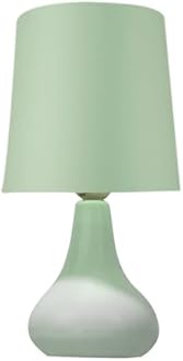Homesake® Modern Small Ceramic LED Table Lamp, Classic Bedside Desk Lamp for Living Room Bedroom, Farmhouse Nightstand Lamps with Fabric Shade (Green)