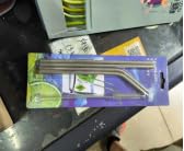 4 Pack Reusable Stainless Steel Metal Straws with Case, Long Reusable Straws with 1 Cleaning Brush, 2 Straight 2 Bent Metal Straws (3)