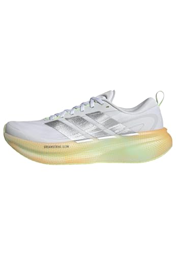 adidas Homme Supernova Glide Running Shoes, FTWR White/Matte Silver/Signal Green, 44 EU