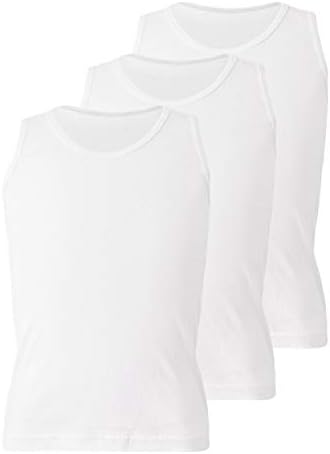 Kids Back to School Boys Girls 100% Cotton Vest Plain White Top Children Underwear Sizes 2-13 Years