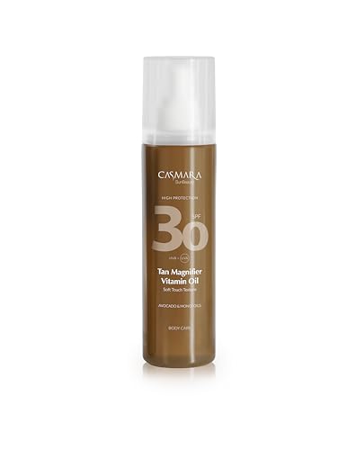 CASMARA - Aceite Bronceador con Protector Solar 30SPF, Bronceador con Tyrosine Apto Para Todo Tipo de Piel con Vitamina D, Vitamina E y Aceite de Aguacate NO Pegajoso. Acabado Piel con Tono Dorado