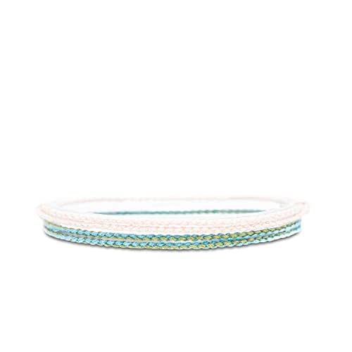 Made by Nami Boho Surfer Bracelet Set of 2 Women & Men - Handmade Beach Festival Accessories - Adjustable - Friendship Bracelets Braided Girls Fabric Bracelet (Natural & Green) - View 2