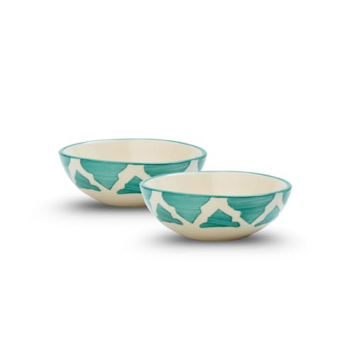 Image of Ceramic Bowl Set | 2-Piece Lightweight Crockery for Daily Use | Seafoam Green Ramen & Snack Bowls (75ml Each) | Elegant Microwave & Dishwasher Safe | Perfect Christmas & New Year Gift