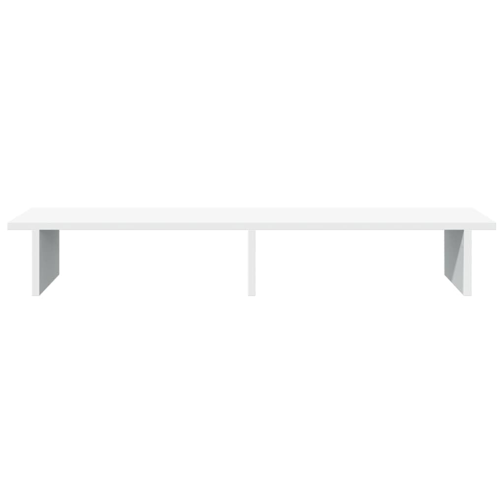 Supporto per monitor in legno bianco, 100 x 27 x 15 cm, per due monitor e laptop, con ripiano per ufficio, casa, gioco, postazione di lavoro, portata 20 kg