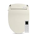 ALPHA BIDET JX2 Elongated Bidet Toilet Seat, Beige, Endless Warm Water, NEW* Bowl Mist, LED Light, Quiet Operation, Wireless Remote, Stainless Steel Nozzle, Sittable Lid, 3 Year Warranty