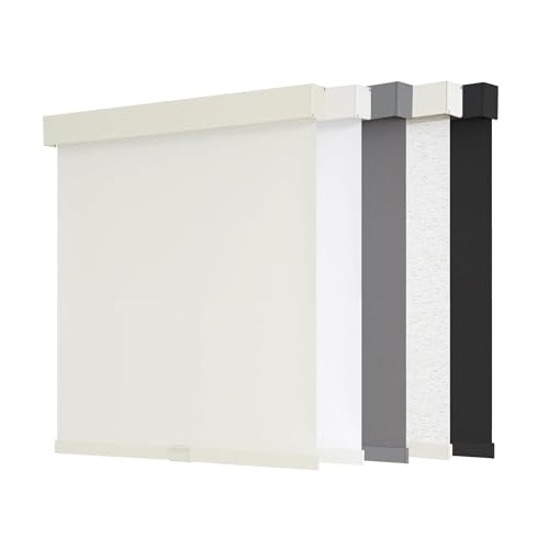 AOSKY Estor opaco sin cordón para ventanas con función de parada y moldura, aislamiento térmico, protección UV, tejido natural para casa y oficina (60 cm de ancho x 180 cm de alto, beige)