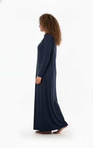 Image of Thermal Winter Wear Woolen Nighty Dress Blue Polar Nighty Women Dress Maxi Full-Length Maxi Nighty Free Size