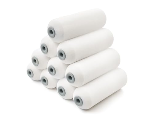 ROLLINGDOG Lot de 10 Mini Manchons de Rouleaux de Peinture en Mousse Haute densité 100 mm pour Les...