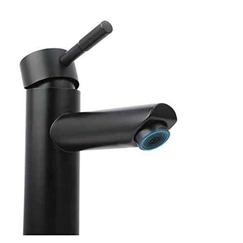 Mitigeur d'évier d'eau chaude et froide noir et chromé pour meuble de lavabo 2234