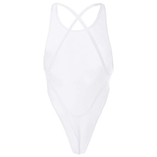 IWEMEK Men's One-piece High Cut G String Underwear Wrestling Singlet Leotard Bodysuit Thongs2