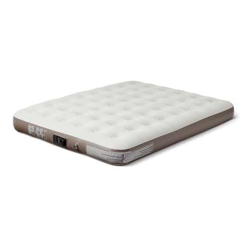 Amazon Basics Inflatable Air Mattress with Built-in Pump Camping Mattress for Travel Queen Size 600lb Capacity