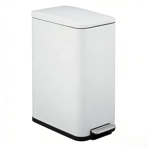 Caneca de basura rectangular blanca de acero inoxidable 13 gal