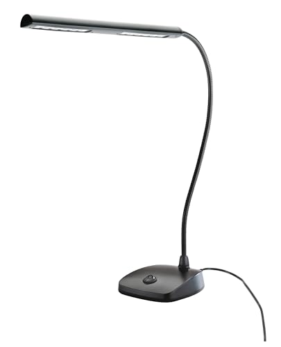 K&M 12296 Lampe de piano noire - Abat-jour de 29,6 cm avec col de cygne - 12 LED d'une luminosit...