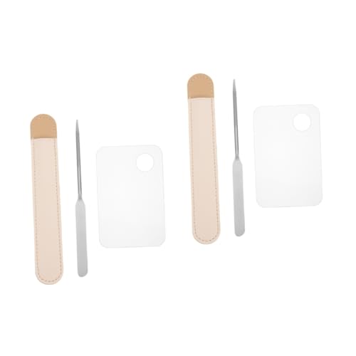 IWOWHERO 2 Sets Makeup Foundation Set Palette Tray with Stainless Steel Spatula Lip Palette for Diy